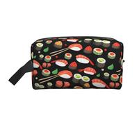 Sac de rangement imprimé papillons blancs dorés et noirs - Trousse de toilette de voyage durable, accessoire d'emballage en toile portable pour le quotidien, la salle de sport et les voyages, Sushi