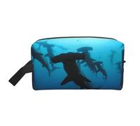 Sac de rangement imprimé requins marteaux, grande trousse de maquillage de voyage, pochette portable pour articles de toilette, accessoires, blanc, Taille unique