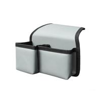 Sac de rangement latéral de porte de voiture avec deux compartiments et sangle réglable pour accoudoir de siège arrière pliable et compact (cuir - gris)