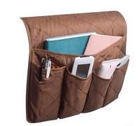 Sac de rangement latéral pour accoudoir de canapé à suspendre pour télécommande, téléphone portable, livres, magazines 90 x 34 x 23 cm (marron)