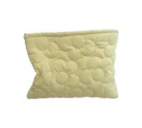 Sac de rangement matelassé pour maquillage, trousse de toilette, organisateur de maquillage pour soins personnels, sac à main isotherme de couleur unie, jaune clair, Beauté de masse