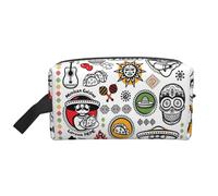 Sac de rangement mexicain avec imprimé symboles de salsa - Grande trousse de maquillage de voyage, pochette portable pour articles de toilette, accessoires, blanc, Taille unique