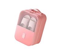 Sac de rangement multi-compartiments pour chaussures de voyage avec poignée de transport - Matériaux en polyester rose - Solution économique pour valise et armoire - Sac à chaussures en polyester