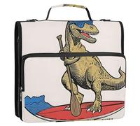 Sac de rangement multi-poches pour l'école et le bureau - Motif dinosaure - 3 anneaux - Avec poignée et bandoulière - Capacité de 500 feuilles - Marron