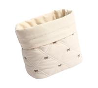 Sac de rangement multi-usages décoré avec broderie en nœud Polycoton robuste Parfait pour les cosmétiques et les essentiels quotidiens Sac brodé, Beige., Taille unique pour tous
