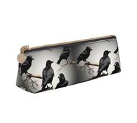 Sac de rangement multifonction en cuir avec motif de corbeau noir et oiseaux sur une branche