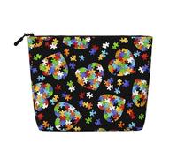 Sac de rangement multifonction pour la sensibilisation à l'autisme - Grande capacité - Avec fermeture éclair - Pour voyage, voyage d'affaires, maison, maquillage, Noir , Taille unique