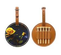 Sac de rangement multifonction pour tee de golf avec roses jaunes étoilées marron nuit étoilée pour homme, matériau PU durable