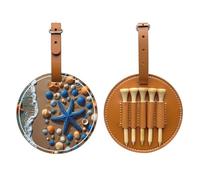 Sac de rangement multifonction pour tees de golf avec coquillages et vagues - En polyuréthane durable - Marron