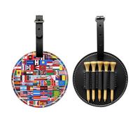 Sac de rangement multifonction pour tees de golf avec différents drapeaux noirs pour hommes, matériau PU durable