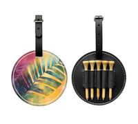 Sac de rangement multifonction pour tees de golf - Couleur feuille de palmier - Noir - Matériau PU durable