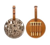 Sac de rangement multifonction pour tees de golf en cristal marron pour homme, matériau PU durable