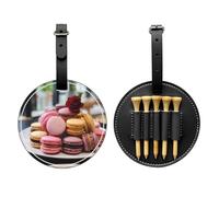 Sac de rangement multifonction pour tees de golf Macaron Dessert noir pour homme, matériau PU durable