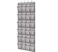 Sac de rangement mural à 24 poches, pochette transparente, organiseur de chaussures suspendu derrière les portes avec 4 crochets métalliques, sac de rangement for chaussures(24 Grids Gray 1pcs)