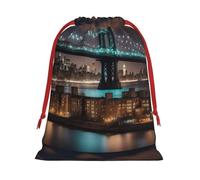 Sac de rangement New York Manhattan Bridge Night de Noël pour fête d'anniversaire, fournitures de vacances, il peut également être utilisé pour le rangement quotidien