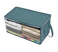 Sac de rangement non tissé pour vêtements, couettes, couvertures, organiseur portable, charge solide, facile d'accès, empilable, multi-usage pour la maison, le bureau, le dortoir (bleu)