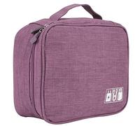 Sac de rangement, organisateur de batteries, organisateur de chargeurs avec poches en maille Pochette de rangement pour câbles, bureau en tissu cationique(purple)
