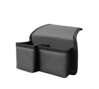 Sac de rangement pliable pour fenêtre de voiture conçu pour le montage sur le côté de la porte ou sur le dossier du siège, deux compartiments, imperméable en polyester et cuir PU (cuir - noir)