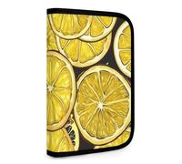 Sac de rangement pliable, sac de rangement imprimé citron en tranches, sac de rangement pour outils, sac de rangement cosmétique, Papier peint citron tranché, Taille unique, Moderne