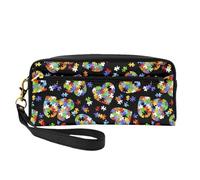 Sac de rangement portable en cuir pour la sensibilisation à l'autisme, pièces de puzzle en forme de cœur, sac de rangement quotidien pour homme et femme, pièces de puzzle de sensibilisation à