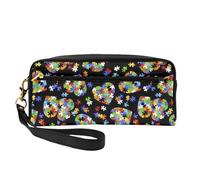 Sac de rangement portable en cuir pour la sensibilisation à l'autisme, pièces de puzzle en forme de cœur, sac de rangement quotidien pour homme et femme, pièces de puzzle de sensibilisation à
