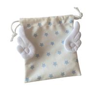Sac de rangement portable en toile résistant à la poussière Motif étoile Organiseur de maquillage Cordon de fermeture Support pour cosmétiques papeterie, Étoiles roses, Taille unique