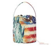 Sac de rangement portable pour fil à crochet avec drapeau des États-Unis et Lady Liberty
