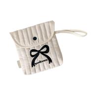 Sac de rangement pour accessoires de femme avec nœuds brodés de dessin animé, Grand nœud noir, 15.5x15.6cm