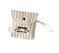 Sac de rangement pour accessoires de femme avec nœuds brodés de dessin animé, Grand nœud noir 2, 15.5x15.6cm