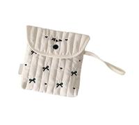 Sac de rangement pour accessoires de femme avec nœuds brodés de dessin animé, Petit nœud noir, 15.5x15.6cm