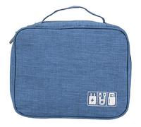 Sac de rangement pour accessoires électroniques, organiseur multifonction de câbles/clés USB, organisateur d'agence de voyage, tissu cationique, noir, 24,5 x 18,5 x 10 cm (bleu)