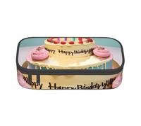 Sac de rangement pour bureau d'affaires, trousse à crayons, trousse à crayons, trousse de maquillage, trousse de maquillage, Happy Birthday Big Cake, One Size