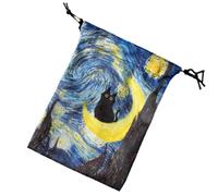 Sac de rangement pour cartes de tarot - Pochette en velours Lissom de 13 x 18 cm avec cordon de serrage | Porte-couverture imprimé numérique pour Oracle, cristaux, dés, bijoux et cartes à