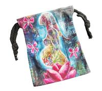 Sac de rangement pour cartes de tarot, sac de cartes de tarot, sac de runes avec cordon, organisateur de cartes de tarot avec motif de femme de fleurs, support de jeu de tarot, sac d'envoi
