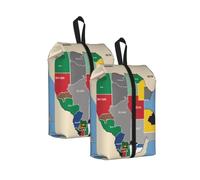 Sac de rangement pour chaussures de voyage avec carte de composition du Soudan du Sud - Grande capacité - Étanche et portable - Pour la natation, 2 pièces., One Size, Fermeture éclair, avec une sangle