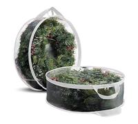 Sac de rangement pour couronne de Noël de 76 cm, 2 sacs de rangement avec poignée et fermeture éclair, couronne de Noël, housse de rangement, sac de rangement pour couronne de Noël