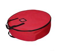 Sac de rangement pour couronne de Noël, étanche, rond, pour décorations de vacances, grande capacité, résistant à la poussière, avec poignées (petite taille, 152,4 x 40,6 cm, rouge)