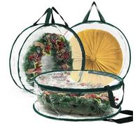 Sac de rangement pour couronne de Noël, sac de rangement avec double fermeture éclair et poignées, rangement de garage pour couronnes de Noël (vert, 60 x 20 cm)