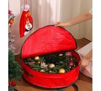 Sac de rangement pour couronne festive pour décoration de Noël, bâche robuste avec fermeture éclair, organiseur portable de décoration de vacances (grande taille)