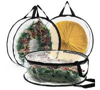 Sac de rangement pour couronne Generic, Noir, PVC, 76cm Diameter x 20cm Height, Double fermeture éclair, Poignées, Résistant à la poussière et à l'humidité, Décoration de vacances, Stockage saisonnier