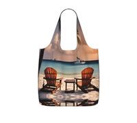 Sac de rangement pour courses avec motifs de palmiers et bateaux | Sacs d'épicerie réutilisables pliables en polyester léger et lavable Grand sac fourre-tout pour le shopping quotidien
