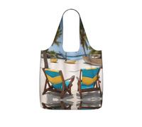 Sac de rangement pour courses avec motifs de palmiers et bateaux | Sacs d'épicerie réutilisables pliables en polyester léger et lavable Grand sac fourre-tout pour le shopping quotidien