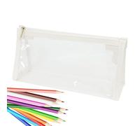 Sac de rangement pour crayon - Grande boîte à crayons | Sac à fermeture éclair en toile, joli sac transparent organisateur pour crayon, Blanc, Consulte la descripción, Voir description