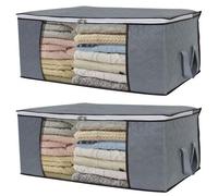 Sac de rangement pour draps, couvertures, vêtements Gris 60x43x35 cm Paquet de 2