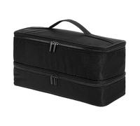 Sac de rangement pour fer à friser - Trousse de rangement pour sèche-cheveux, sac de voyage organisateur de fer à lisser à double couche | Étui protecteur pour outils en cuir, noir, Consulte la