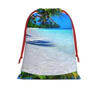 Sac de rangement pour fête d'anniversaire ou de vacances avec sable blanc tropical, plage et océan, peut également être utilisé pour le rangement quotidien