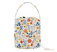 Sac de rangement pour fil à crochet avec trous - Motif floral coloré et rustique - Pour le rangement des aiguilles à crochet