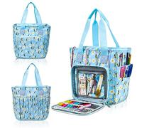 Sac de rangement pour fil à tricoter, sac de rangement portable pour fils, sac fourre-tout, trousse de crochet, crochets et aiguilles, boules de fil, projets et couture (abeille)
