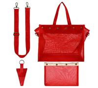 Sac de rangement pour fil - Outil de tricot DIY avec poignées en maille visibles, grande capacité, sac en maille transparente | Sac à crochet | Pour la maison, l'intérieur, l'extérieur, rouge