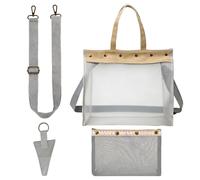 Sac de rangement pour fil - Outil de tricot DIY avec poignées en maille visibles, grande capacité, sac en maille transparente | Sac à crochet | Pour la maison, l'intérieur, l'extérieur, gris, 8X-Large